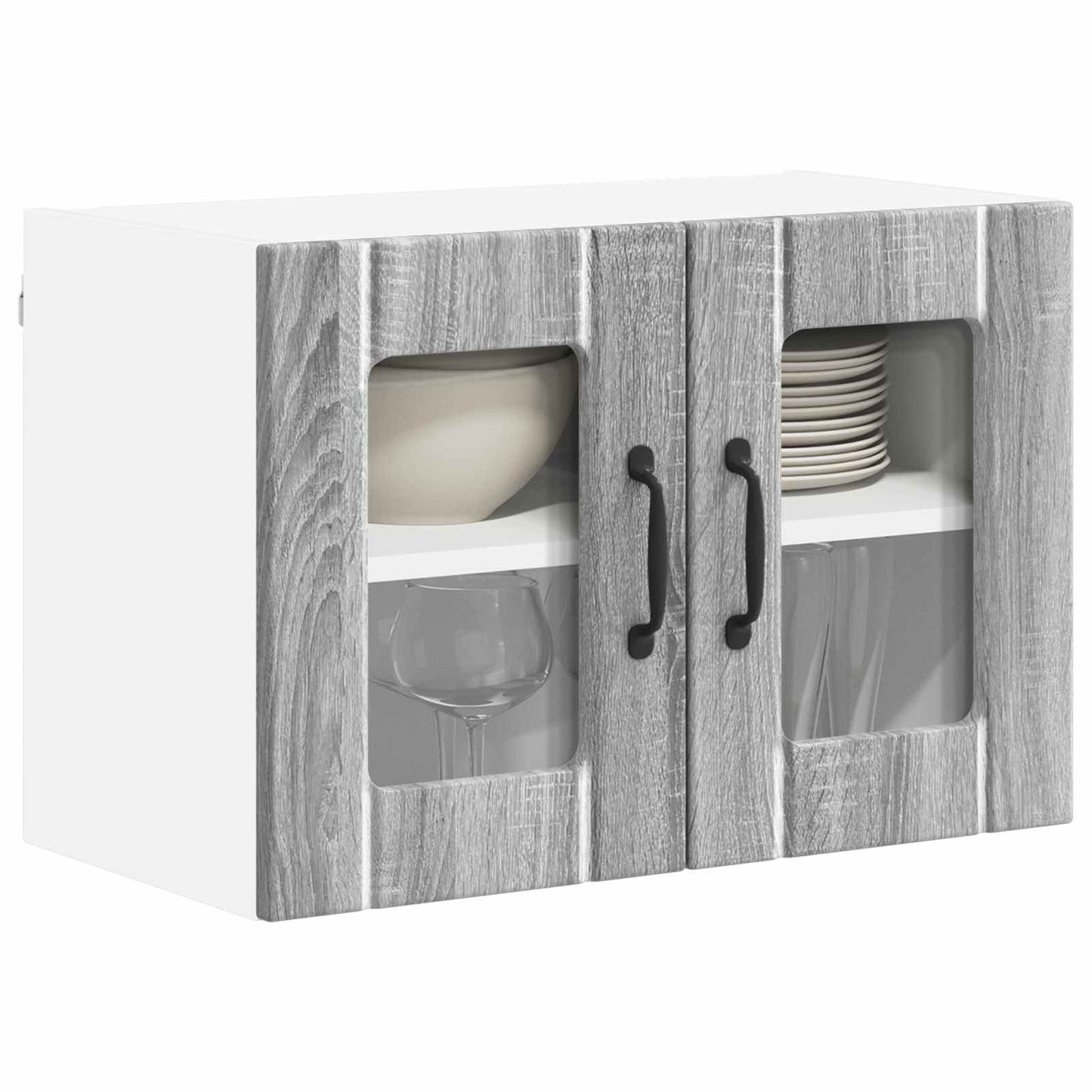 vidaXL Wall Glass Cabinet LUCCA Grey Sonoma 60 x 31 x 40 cm