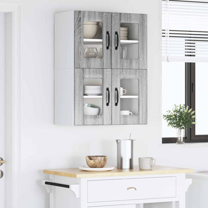 vidaXL Wall Glass Cabinet LUCCA 2 pcs Grey Sonoma 60 x 31 x 40 cm