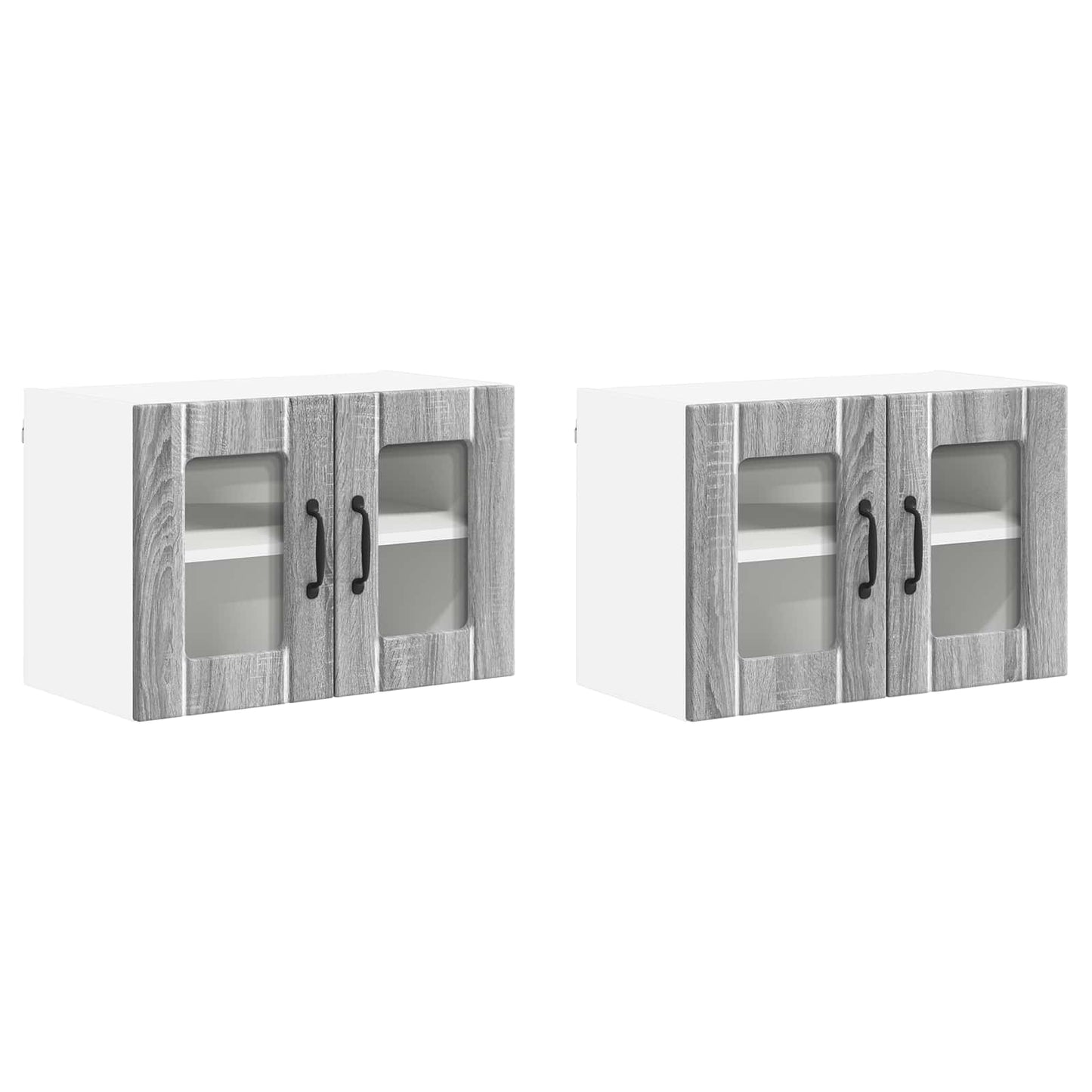 vidaXL Wall Glass Cabinet LUCCA 2 pcs Grey Sonoma 60 x 31 x 40 cm
