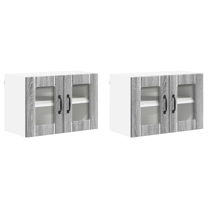 vidaXL Wall Glass Cabinet LUCCA 2 pcs Grey Sonoma 60 x 31 x 40 cm