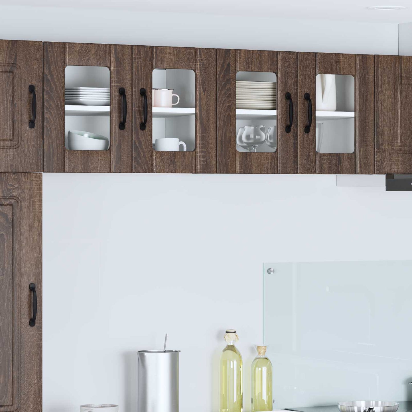 vidaXL Wall Glass Cabinet LUCCA Brown Oak 60 x 31 x 40 cm