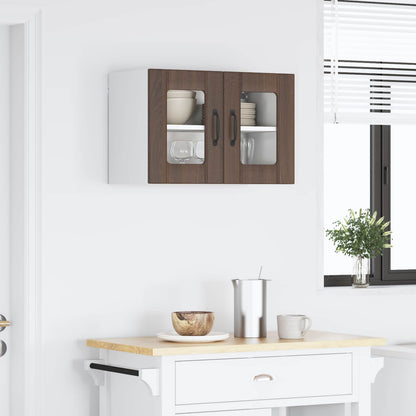 vidaXL Wall Glass Cabinet LUCCA Brown Oak 60 x 31 x 40 cm