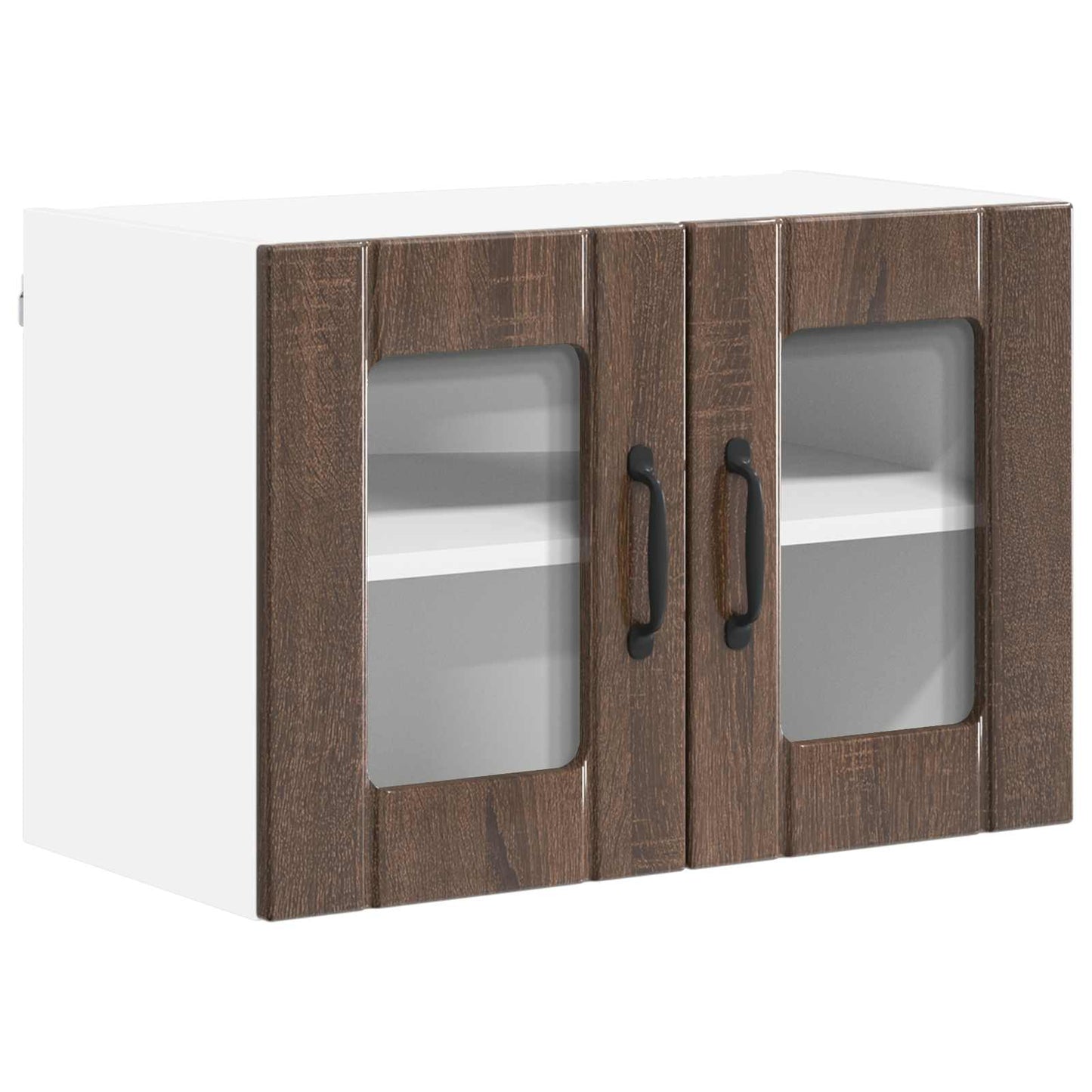 vidaXL Wall Glass Cabinet LUCCA Brown Oak 60 x 31 x 40 cm