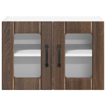 vidaXL Wall Glass Cabinet LUCCA Brown Oak 60 x 31 x 40 cm