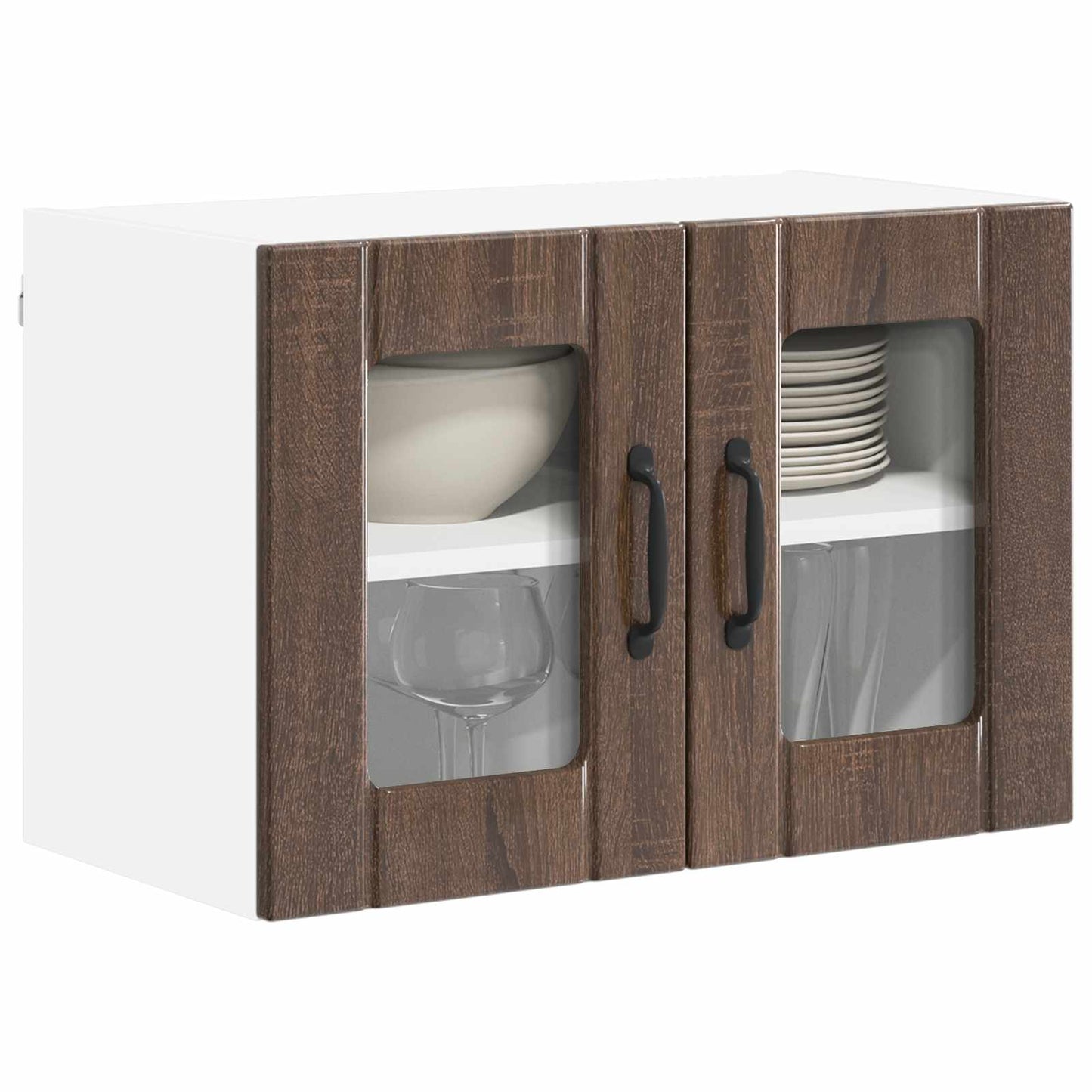 vidaXL Wall Glass Cabinet LUCCA Brown Oak 60 x 31 x 40 cm