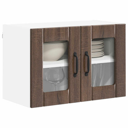 vidaXL Wall Glass Cabinet LUCCA Brown Oak 60 x 31 x 40 cm