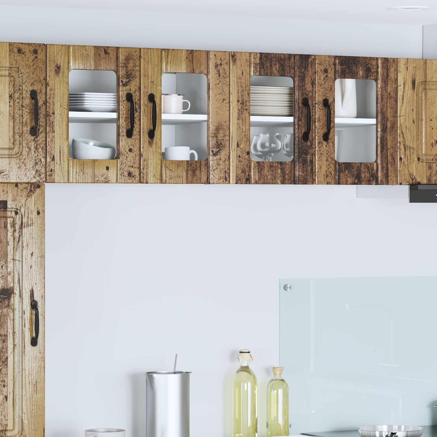 vidaXL Wall Glass Cabinet LUCCA Old Wood 60 x 31 x 40 cm