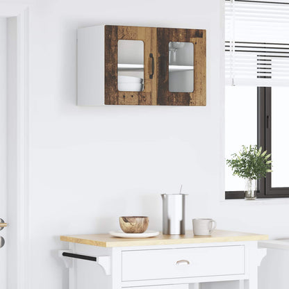 vidaXL Wall Glass Cabinet LUCCA Old Wood 60 x 31 x 40 cm