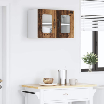 vidaXL Wall Glass Cabinet LUCCA Old Wood 60 x 31 x 40 cm