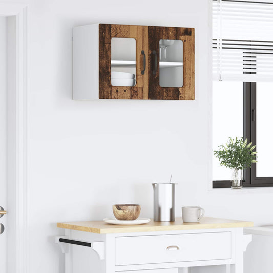 vidaXL Wall Glass Cabinet LUCCA Old Wood 60 x 31 x 40 cm
