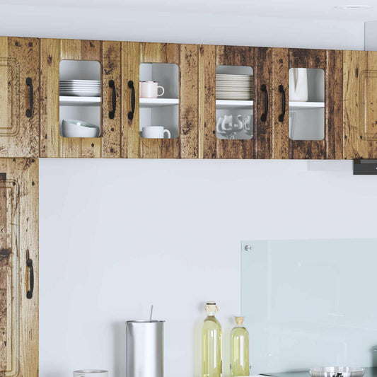 vidaXL Wall Glass Cabinet LUCCA 2 pcs Old Wood 60 x 31 x 40 cm