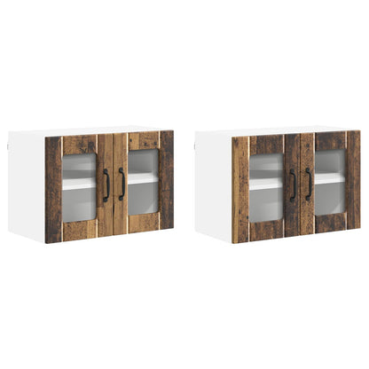 vidaXL Wall Glass Cabinet LUCCA 2 pcs Old Wood 60 x 31 x 40 cm