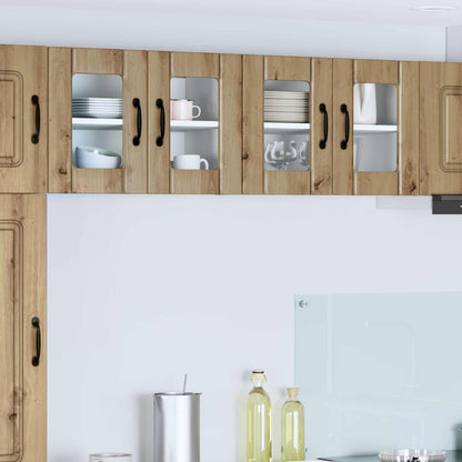 vidaXL Wall Glass Cabinet LUCCA Artisan Oak 60 x 31 x 40 cm