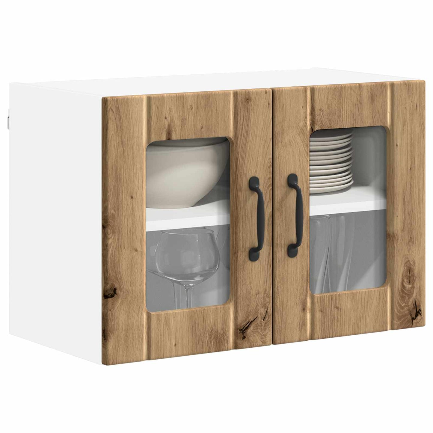vidaXL Wall Glass Cabinet LUCCA Artisan Oak 60 x 31 x 40 cm