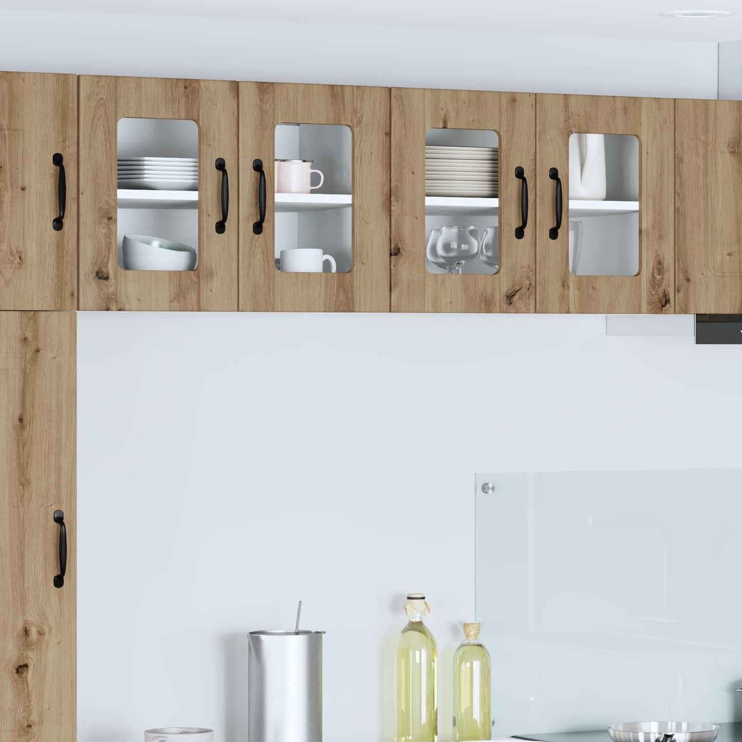 vidaXL Wall Glass Cabinet LUCCA 2 pcs Artisan Oak 60 x 31 x 40 cm