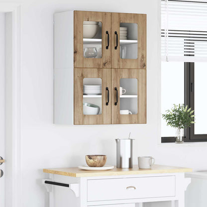 vidaXL Wall Glass Cabinet LUCCA 2 pcs Artisan Oak 60 x 31 x 40 cm