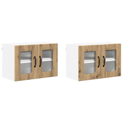 vidaXL Wall Glass Cabinet LUCCA 2 pcs Artisan Oak 60 x 31 x 40 cm