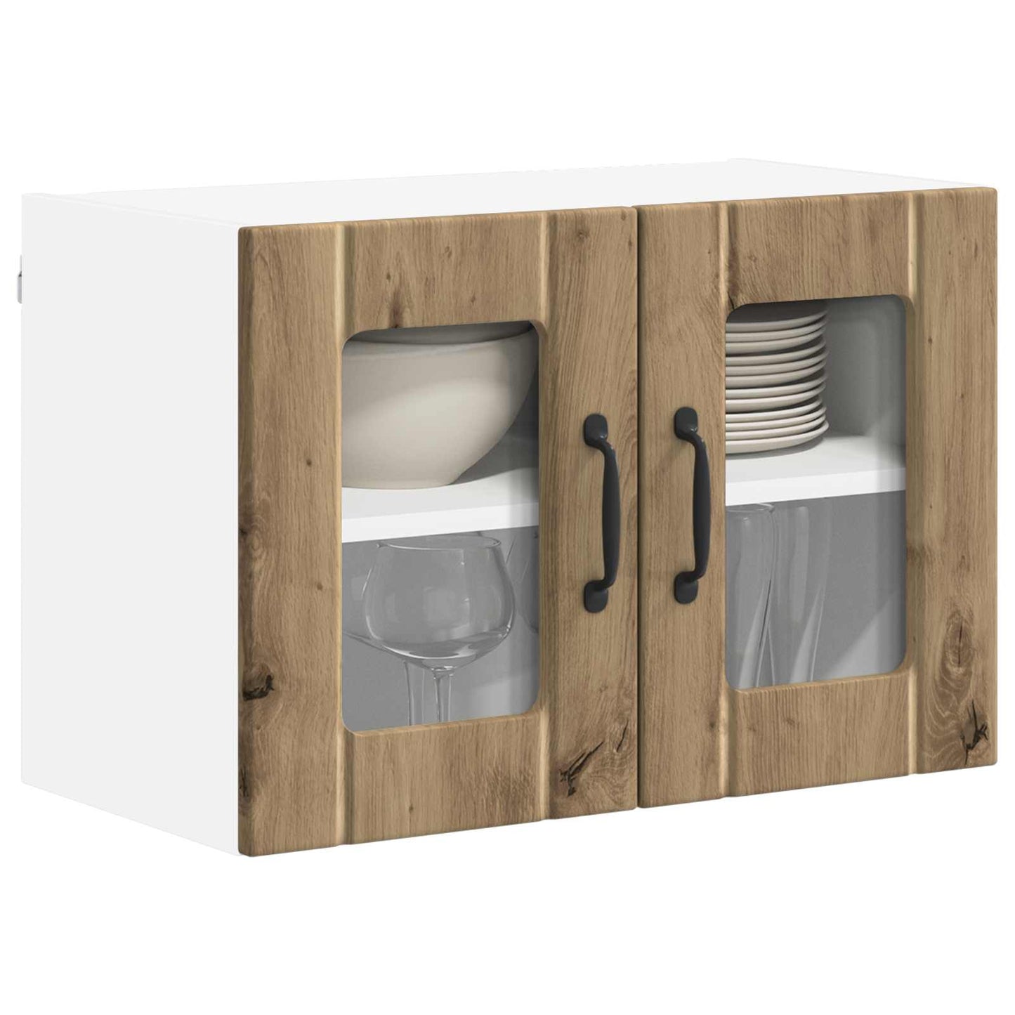 vidaXL Wall Glass Cabinet LUCCA 2 pcs Artisan Oak Engineered Wood