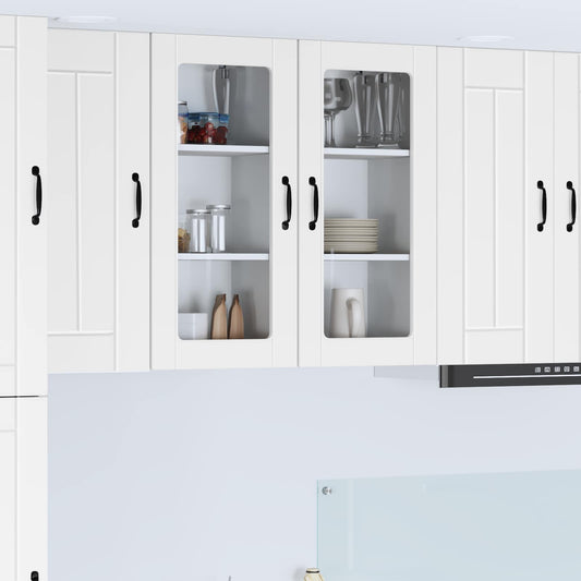 vidaXL Wall Glass Cabinet LUCCA White 40 x 31 x 80 cm Engineered Wood