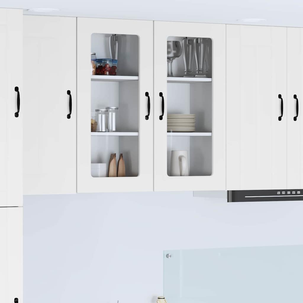 vidaXL Wall Glass Cabinet LUCCA 2 pcs White 40 x 31 x 80 cm