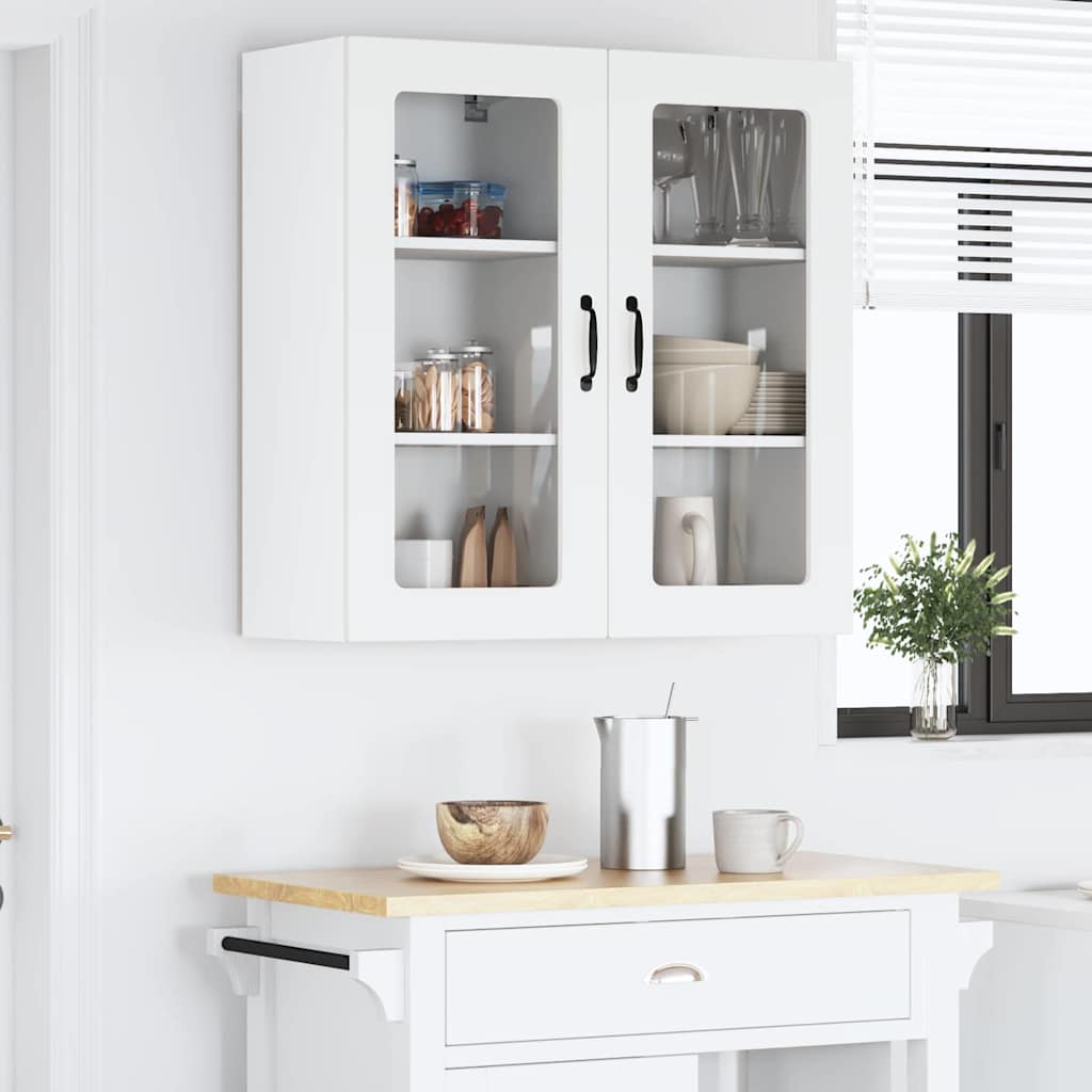 vidaXL Wall Glass Cabinet LUCCA 2 pcs White 40 x 31 x 80 cm