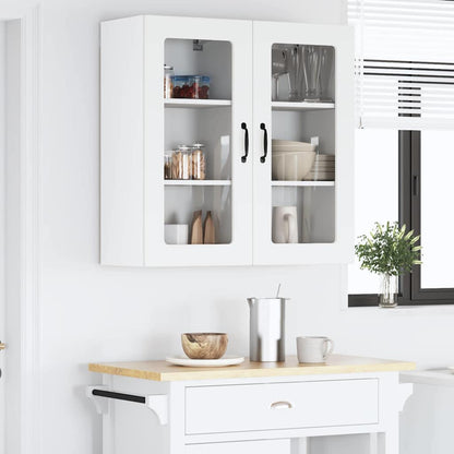 vidaXL Wall Glass Cabinet LUCCA 2 pcs White 40 x 31 x 80 cm