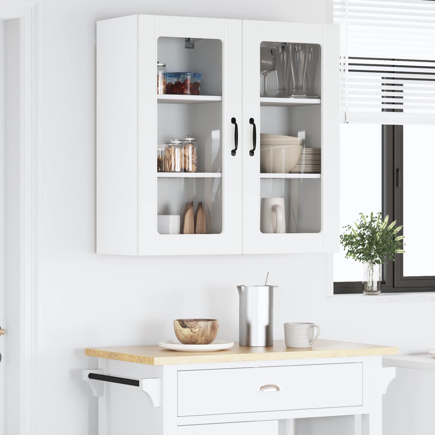 vidaXL Wall Glass Cabinet LUCCA 2 pcs White 40 x 31 x 80 cm