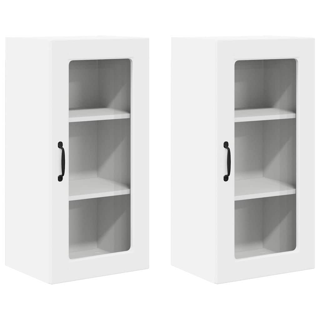 vidaXL Wall Glass Cabinet LUCCA 2 pcs White 40 x 31 x 80 cm