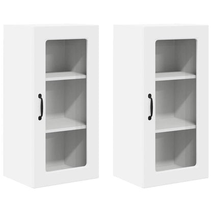 vidaXL Wall Glass Cabinet LUCCA 2 pcs White 40 x 31 x 80 cm