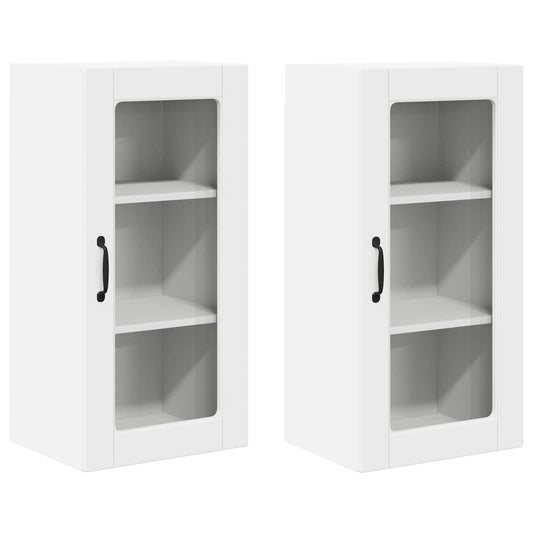vidaXL Wall Glass Cabinet LUCCA 2 pcs White 40 x 31 x 80 cm