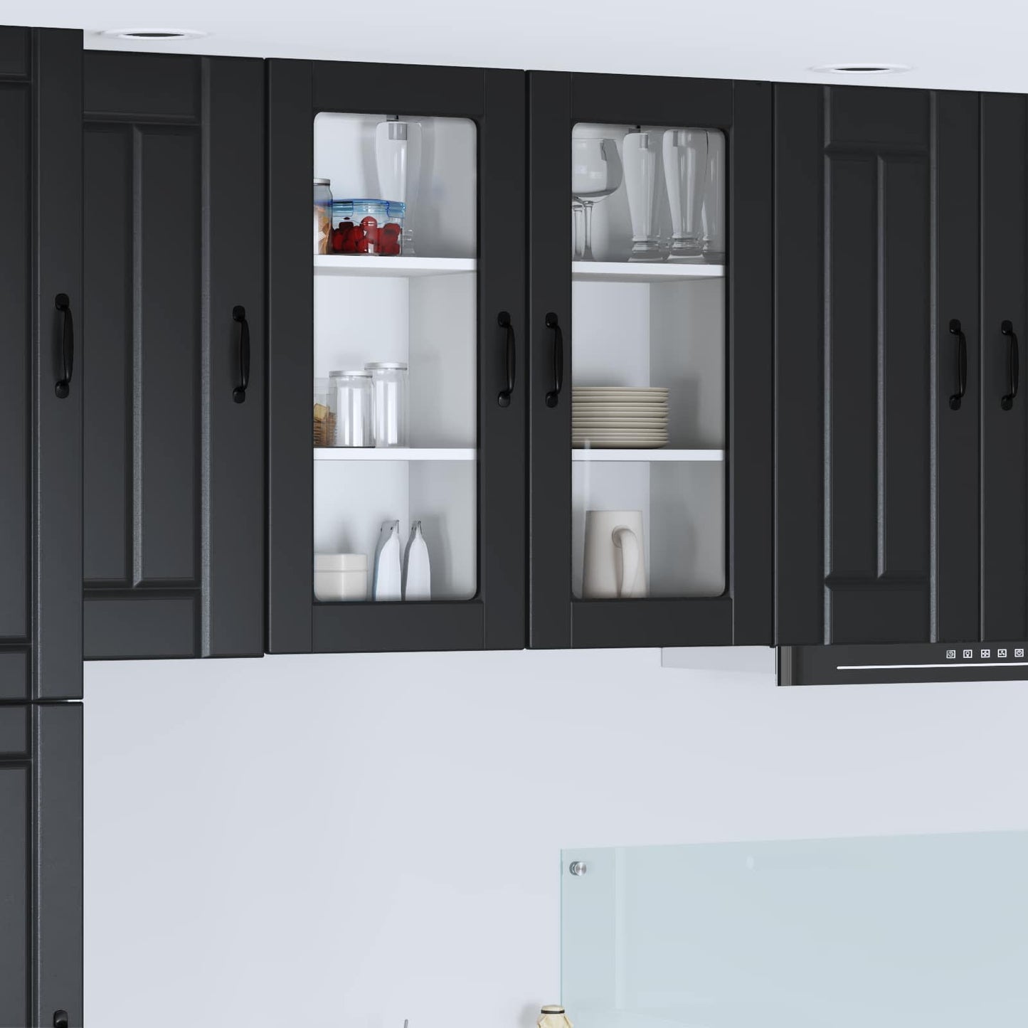 vidaXL Wall Glass Cabinet LUCCA Black 40 x 31 x 80 cm Engineered Wood