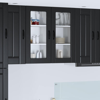 vidaXL Wall Glass Cabinet LUCCA Black 40 x 31 x 80 cm Engineered Wood