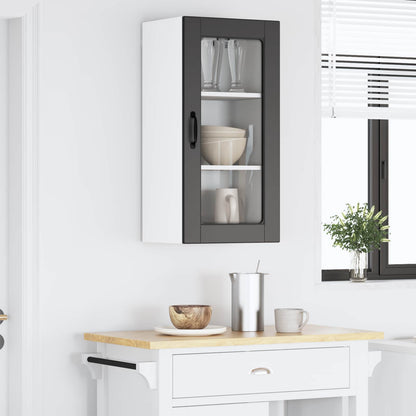 vidaXL Wall Glass Cabinet LUCCA Black 40 x 31 x 80 cm Engineered Wood