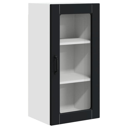vidaXL Wall Glass Cabinet LUCCA Black 40 x 31 x 80 cm Engineered Wood