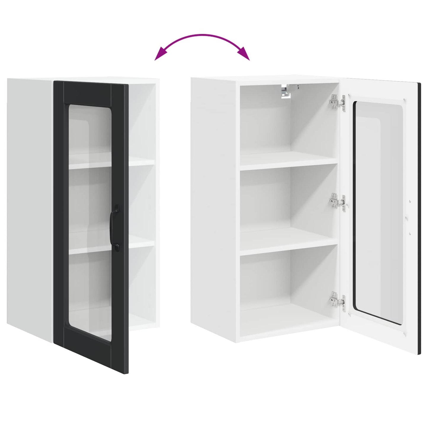 vidaXL Wall Glass Cabinet LUCCA Black 40 x 31 x 80 cm Engineered Wood
