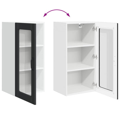 vidaXL Wall Glass Cabinet LUCCA Black 40 x 31 x 80 cm Engineered Wood