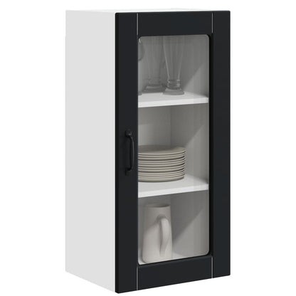 vidaXL Wall Glass Cabinet LUCCA Black 40 x 31 x 80 cm Engineered Wood