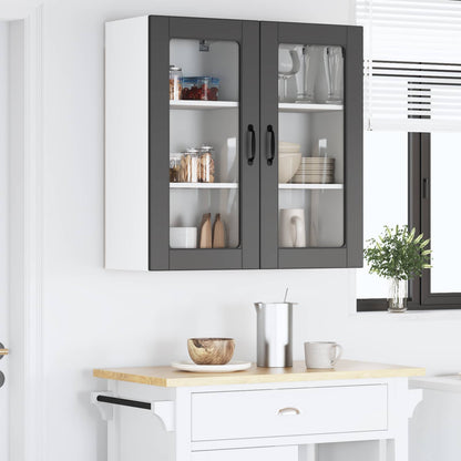 vidaXL Wall Glass Cabinet LUCCA 2 pcs Black 40 x 31 x 80 cm