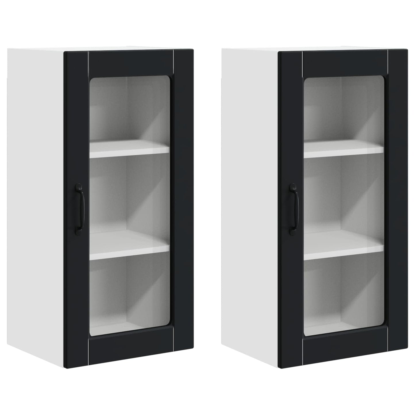 vidaXL Wall Glass Cabinet LUCCA 2 pcs Black 40 x 31 x 80 cm