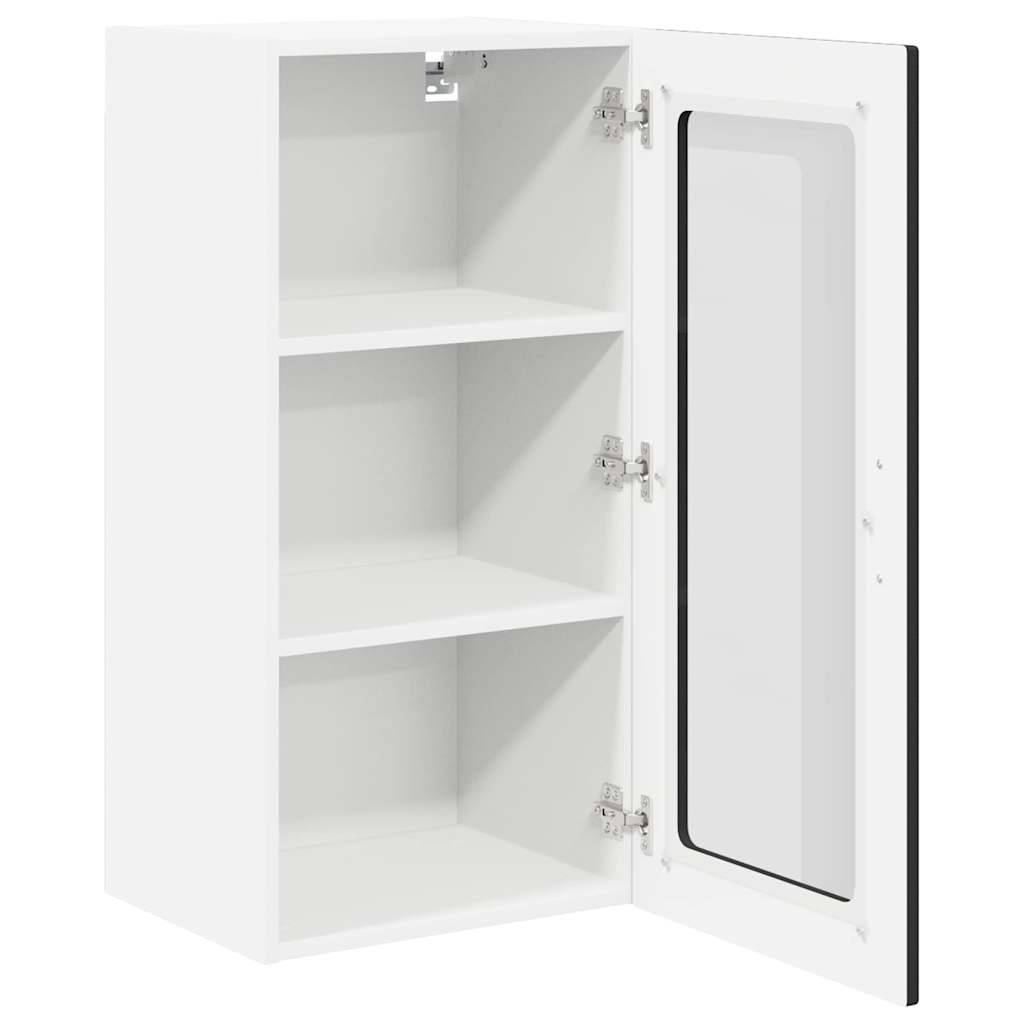 vidaXL Wall Glass Cabinet LUCCA 2 pcs Black 40 x 31 x 80 cm