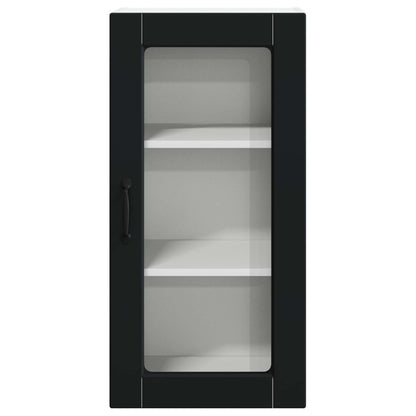 vidaXL Wall Glass Cabinet LUCCA 2 pcs Black 40 x 31 x 80 cm