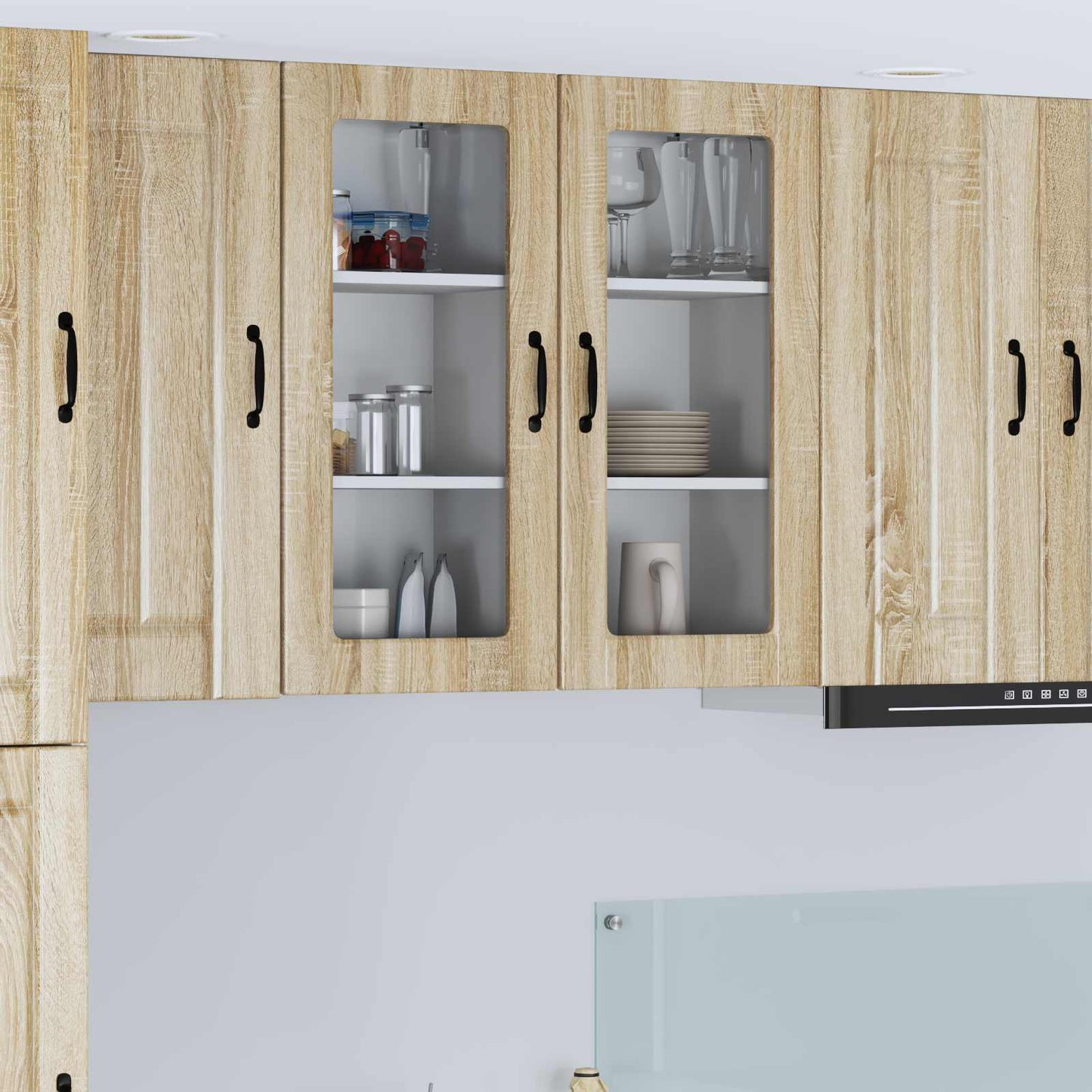 vidaXL Wall Glass Cabinet LUCCA Sonoma Oak 40 x 31 x 80 cm