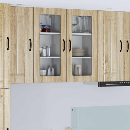 vidaXL Wall Glass Cabinet LUCCA Sonoma Oak 40 x 31 x 80 cm