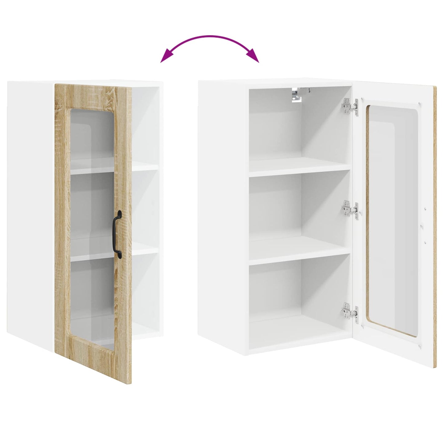 vidaXL Wall Glass Cabinet LUCCA Sonoma Oak 40 x 31 x 80 cm