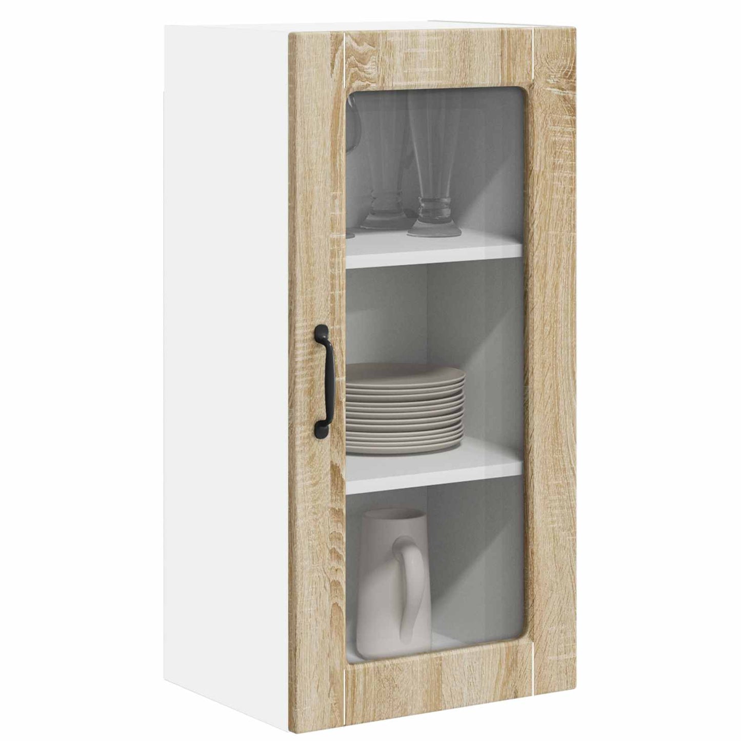vidaXL Wall Glass Cabinet LUCCA Sonoma Oak 40 x 31 x 80 cm