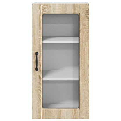 vidaXL Wall Glass Cabinet LUCCA 2 pcs Sonoma Oak 40 x 31 x 80 cm