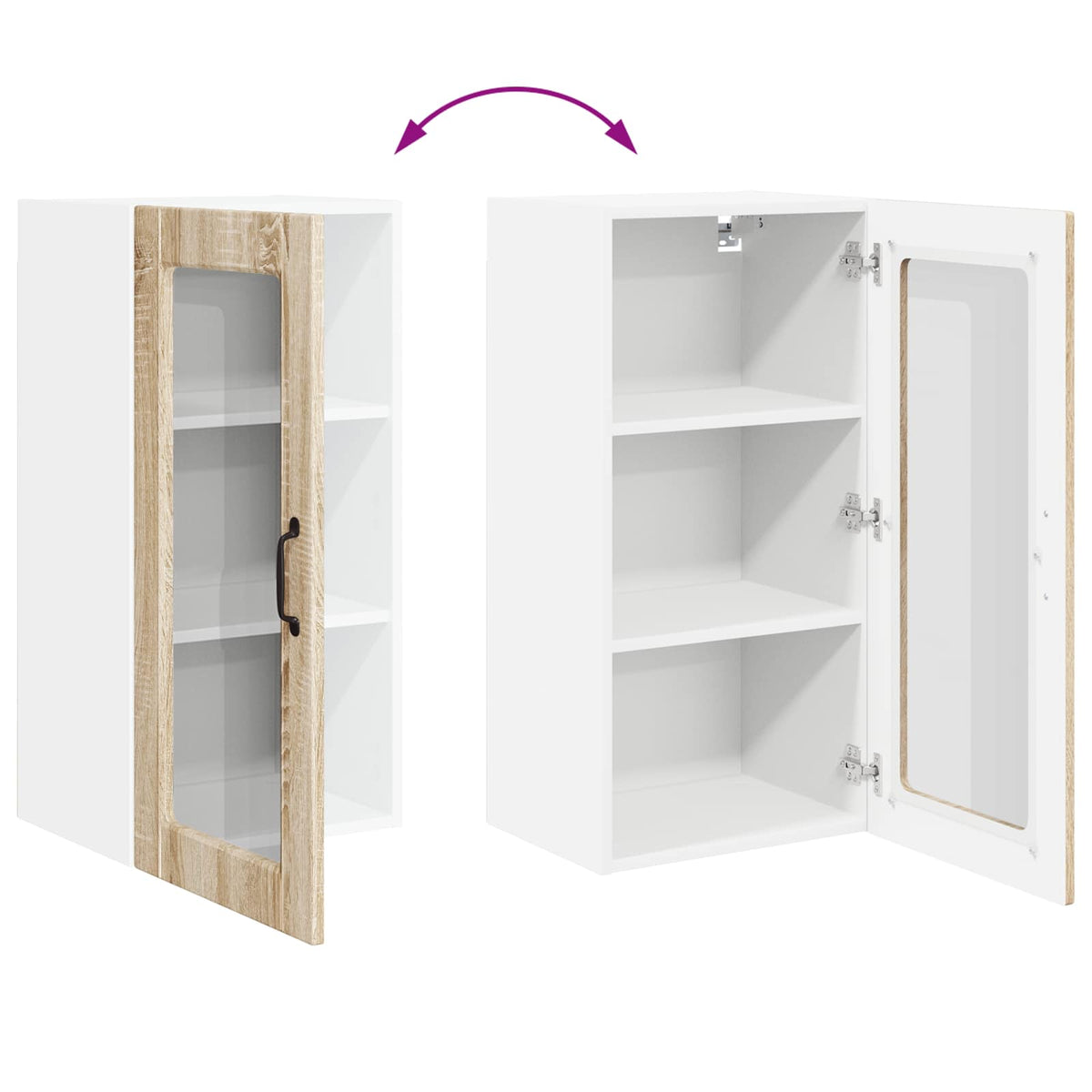 vidaXL Wall Glass Cabinet LUCCA 2 pcs Sonoma Oak Engineered Wood
