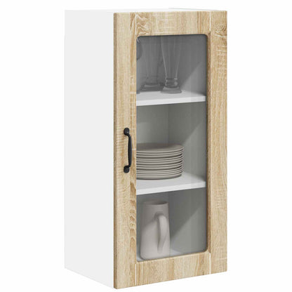 vidaXL Wall Glass Cabinet LUCCA 2 pcs Sonoma Oak 40 x 31 x 80 cm