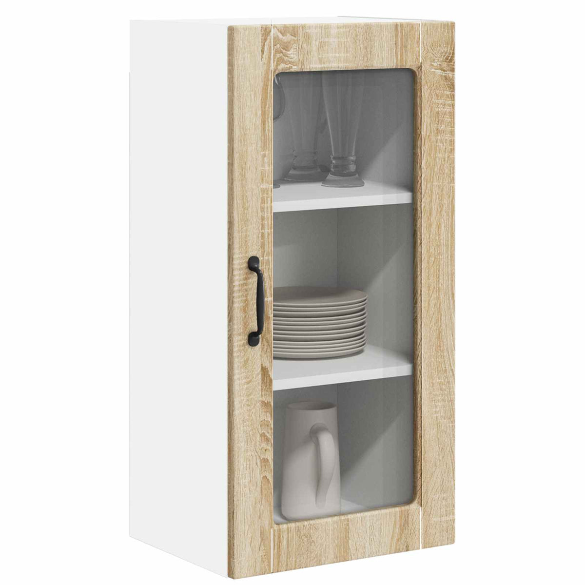 vidaXL Wall Glass Cabinet LUCCA 2 pcs Sonoma Oak Engineered Wood
