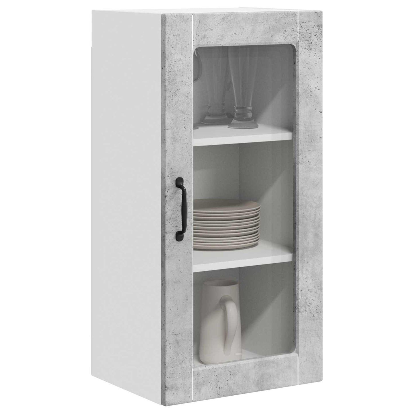 vidaXL Wall Glass Cabinet LUCCA Concrete Grey 40 x 31 x 80 cm